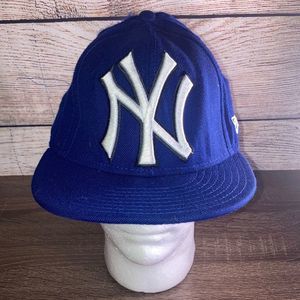 New York Yankees Fitted Hat 7 3/4 Blue White New Era 59Fifty